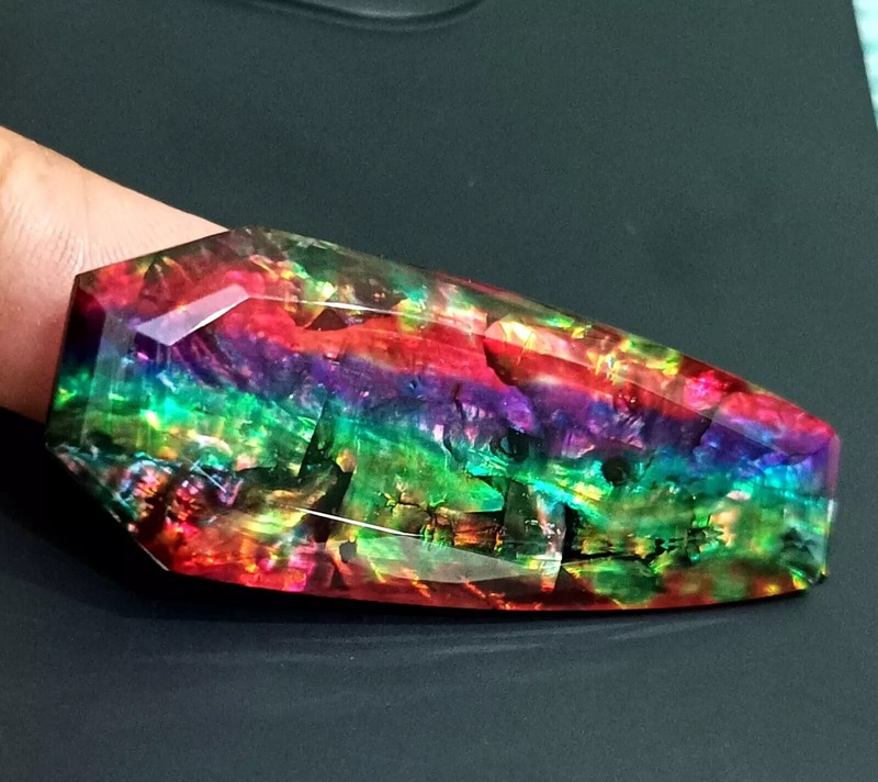 A++ Ammolite 62-64 Ct Natural Opal-Like Fancy Cut Organic Doublet Loose GEMSTONE gallery