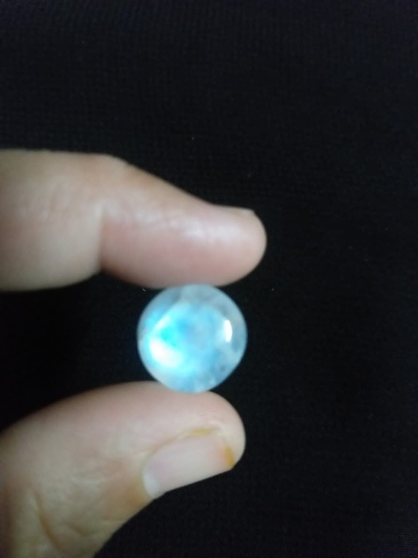 Blue Fire Rainbow Moonstone Cabochon Round Loose 14MM Approx. Flat Back Natural