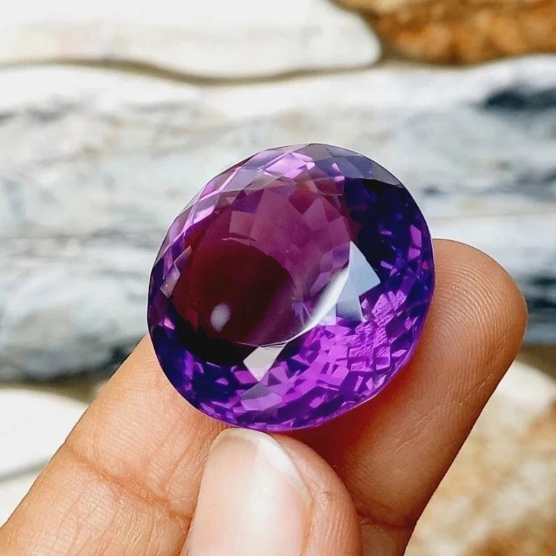 45-47 Ct Rare Natural Deep Purple Sapphire Round Cut Certified Loose Gemstone gallery
