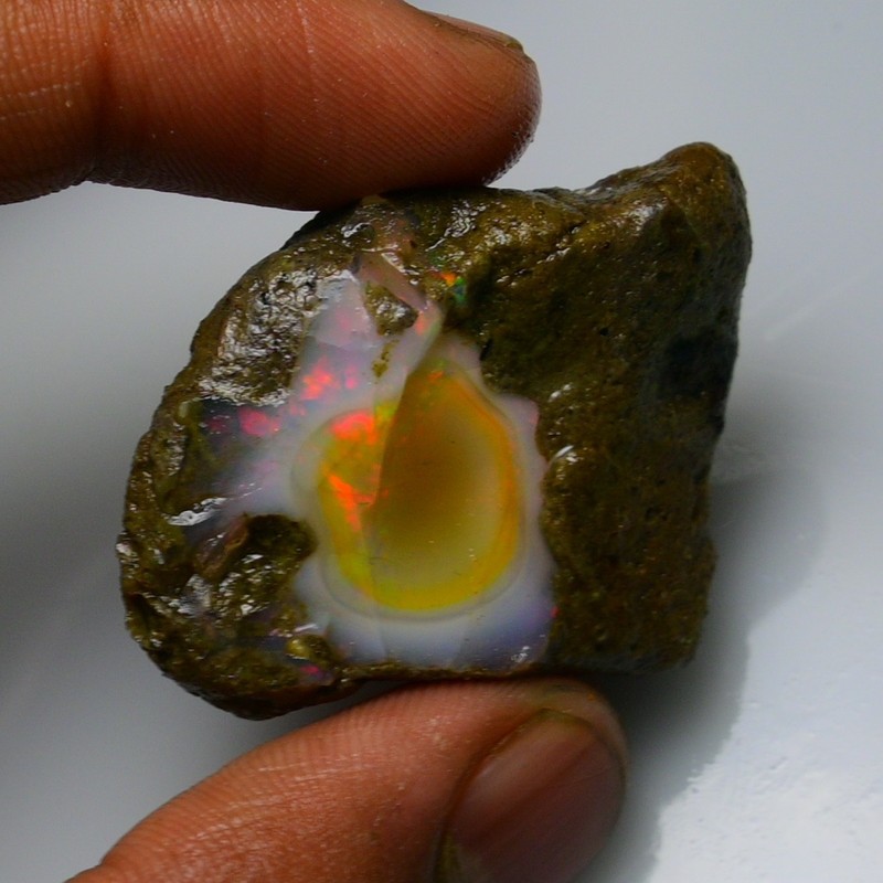 Ethiopian Oil Opal Specimen 64.60 cts Natural Rough Gemstone - Fire Opal Roug gallery