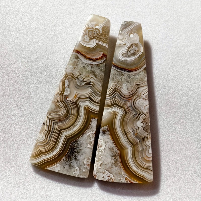 64 Cts Natural Crazy Lace Drilled Match Pair Cabochon Gemstone 49.5X18.4 MM gallery