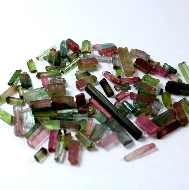 Natural Bi-Color Multicolor 300 Ct Tourmaline Pencil Rough Lot Loose Gemstone A+ gallery