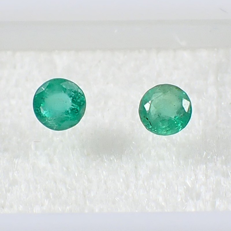 0.54ct Round 3.90mm Qty 2 Pieces Good Green Natural Emerald Gemstone E2R6