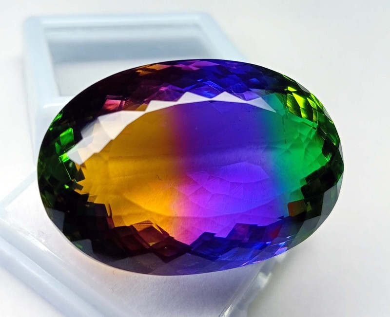 Bi-Colour 72+ Ct Natural Tourmaline Oval Cut Certified Loose Gemstone For Gift gallery