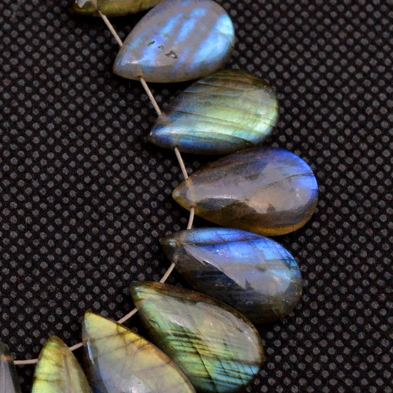 18 Pc 114 Ct Natural Labradorite Loose Briolette Gemstone Lot 20X8 14X8mm #18704 gallery