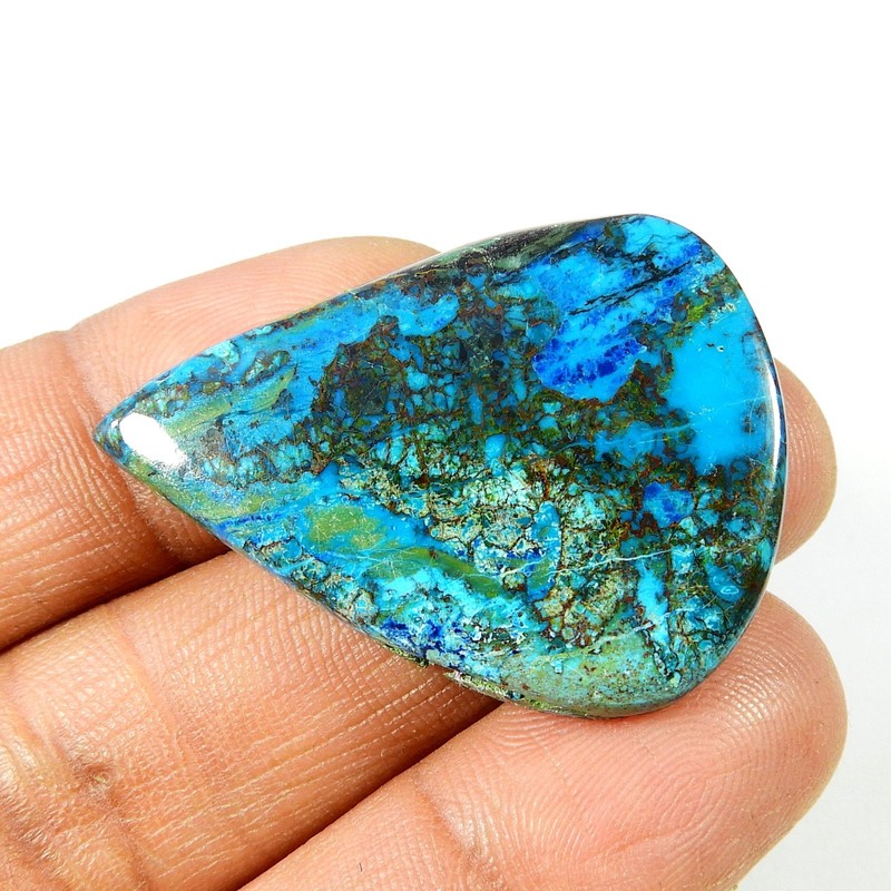 Natural Blue Green Shattuckite Cabochon Pear Shape Gemstone Loose 51 Cts ST-89 gallery