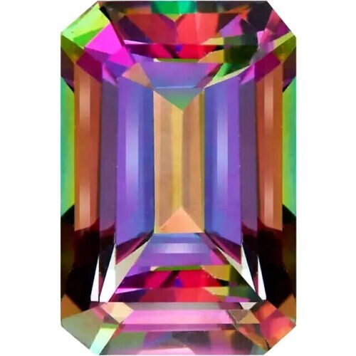 8x6mm Mystic Topaz Emerald Cut AAA+ Loose Gemstone – Green & Purple Brazil