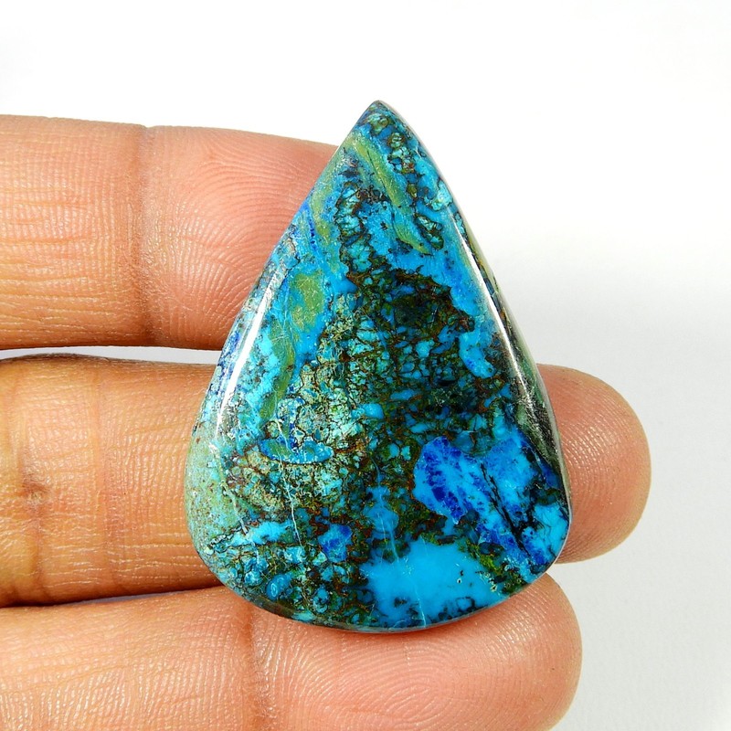 Natural Blue Green Shattuckite Cabochon Pear Shape Gemstone Loose 51 Cts ST-89