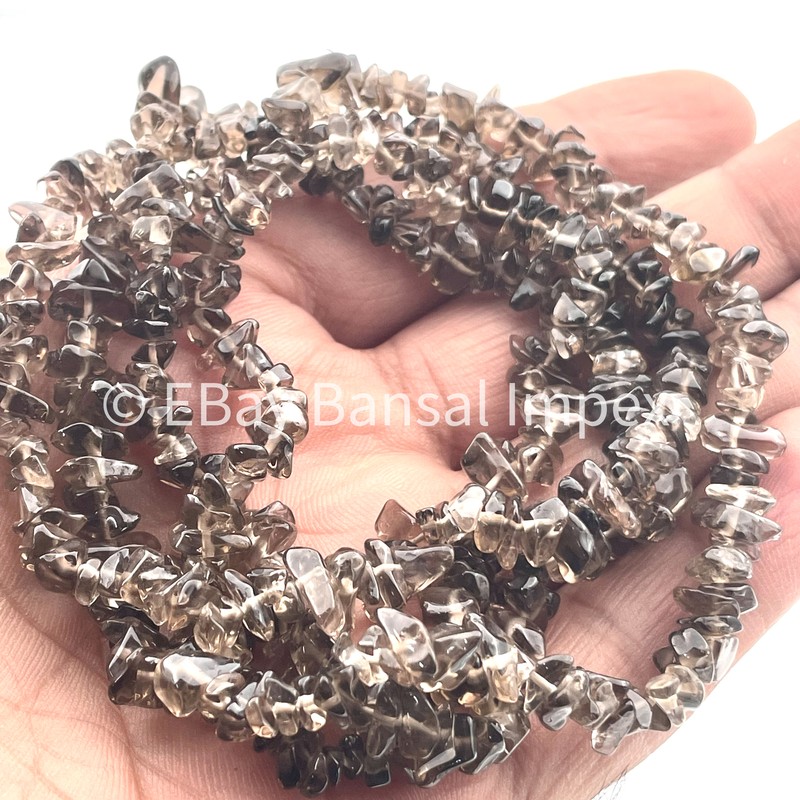 Natural smoky quartz Drilled Loose Gemstone Beads 4-6 mm 34″
