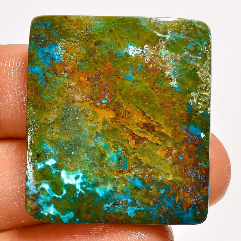 100% Natural Chrysocolla Radiant Shape Cabochon Gemstone 42 Ct 31X28X5mm UG-4536