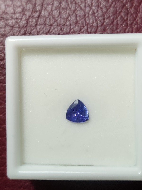 TRILLION CUT TANZANITE 6X6 MM .55 CT MIN WITH CASE gallery