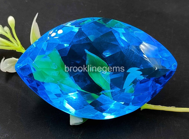 Lab Grown 186 Ct Certified Sky-Blue Topaz Marquise Cut Transparent Gemstone25S gallery