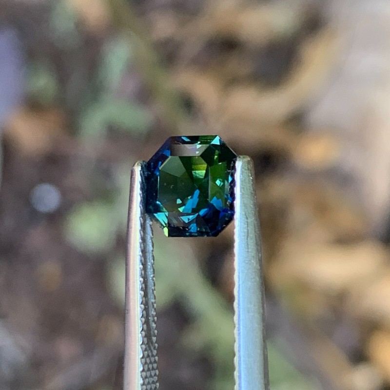 1.63ct Blue Green Parti Sapphire, Octagon, Unheated, Australia Natural Gemstone gallery