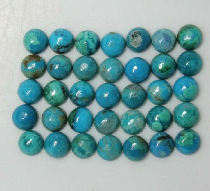 Natural Chrysocolla 4mm, 5mm, 6mm, 8mm, 10mm Flat Back Round Cabochon Gemstone
