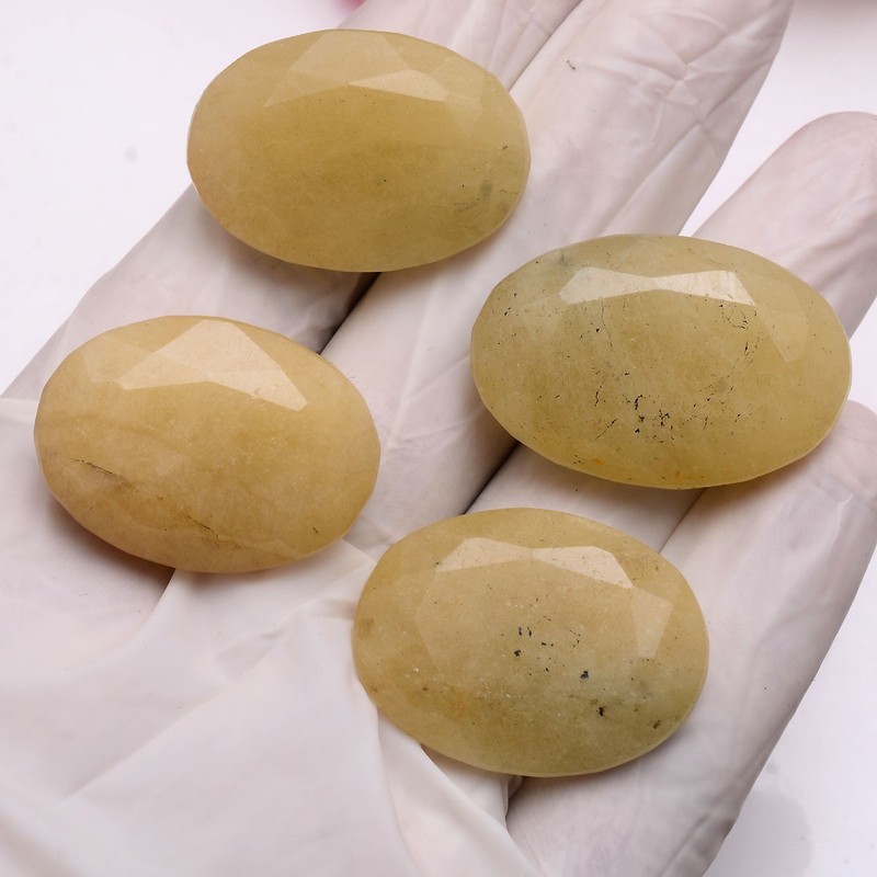 4 Pcs Natural Yellow Beryl 32mm-36mm Oval Cut Untreated Huge Loose Gemstones Lot gallery