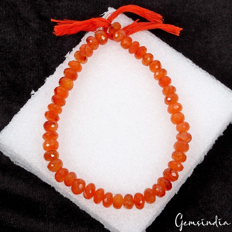 120.60Ct 7-9mm Natural Faceted Orange Carnelian Round Beads Gemstones Strand 10″