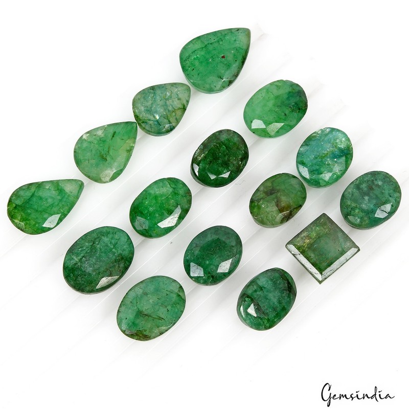 150.00 Cts Natural Blue Green Emerald Mix Faceted Gems Lot 15 Pcs For Jewelry gallery