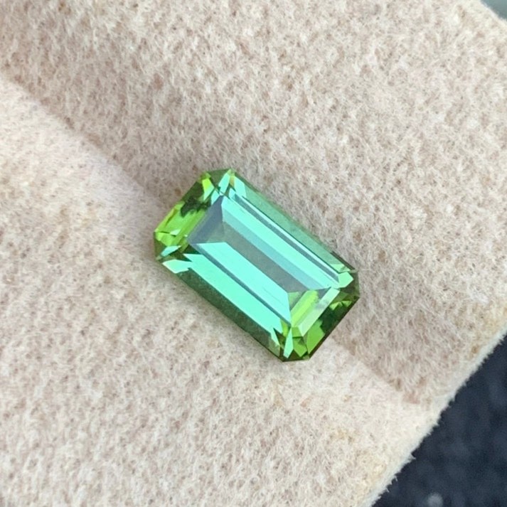 1.86 Carat Natural Yellow Green Tourmaline Emerald Cut From Afghanistan