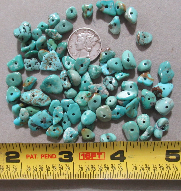 KINGMAN TURQUOISE DRILLED NUGGETS 20 GRAMS 6X 5mm – 15 X 8mm STABILIZED #875