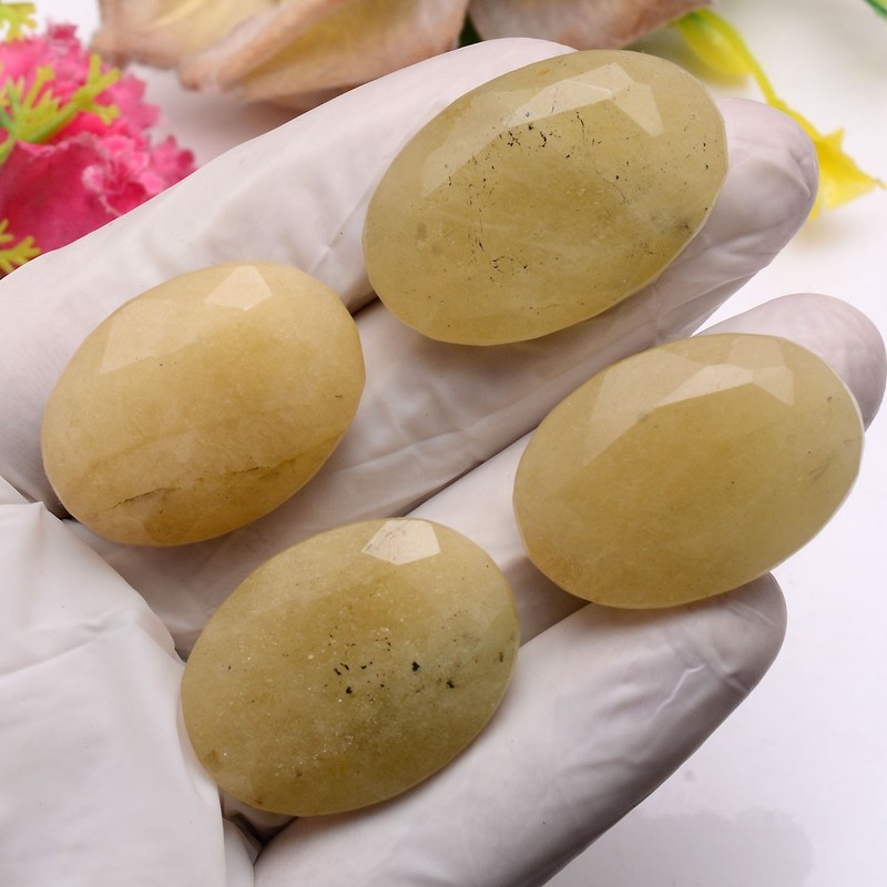 4 Pcs Natural Yellow Beryl 32mm-36mm Oval Cut Untreated Huge Loose Gemstones Lot gallery