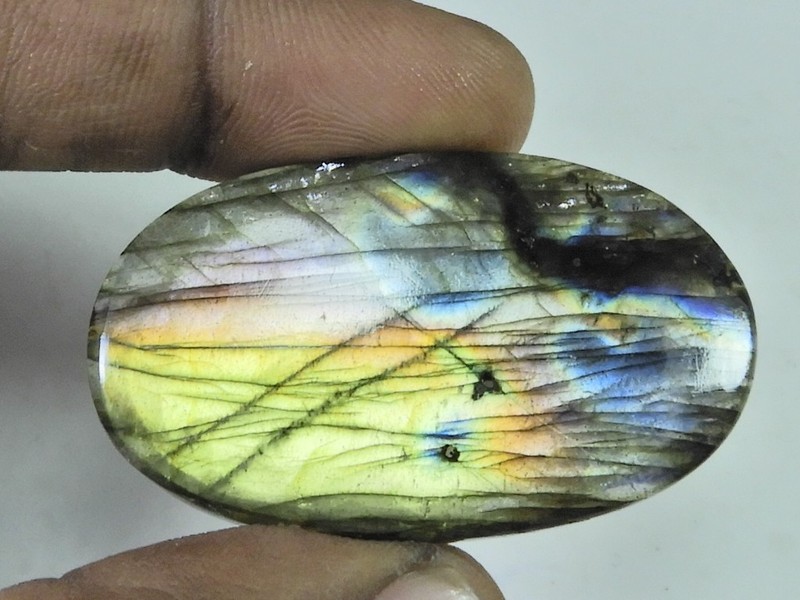 73Cts. Natural Purple Flash Labradorite Oval Cabochon Gemstone 27X46X06 MM M127