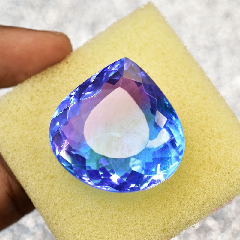 Certified 70.45 Ct Natural Tourmaline Pear Cut Bi-Color Flawless Gemstones gallery