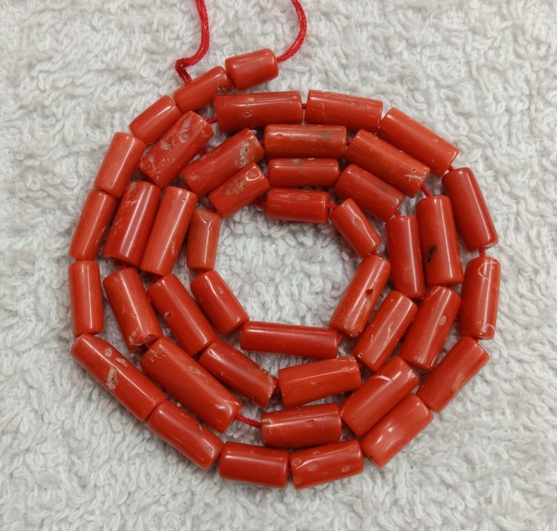 16″INCHES 100%Natural Italian coral Pipe Beads,AA quality,Size 4.50x7mm to 5x9mm