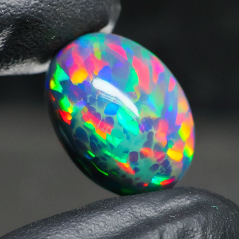 Black Opal Cabochon 9.20 Ct Ethiopian Welo Smoked honeycomb