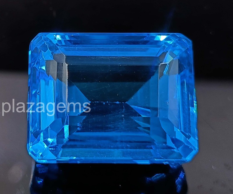 Certified 60 Carat Blue Topaz Emerald Shape Natural Gemstone from Brazil 5ASV