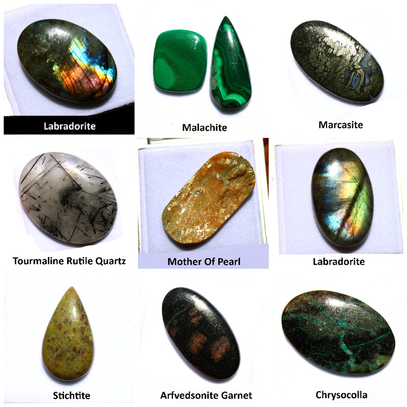 10 Pcs Natural Mix Assorted Gemstones 24mm-46mm Cabochon Untreated Gemstones Lot