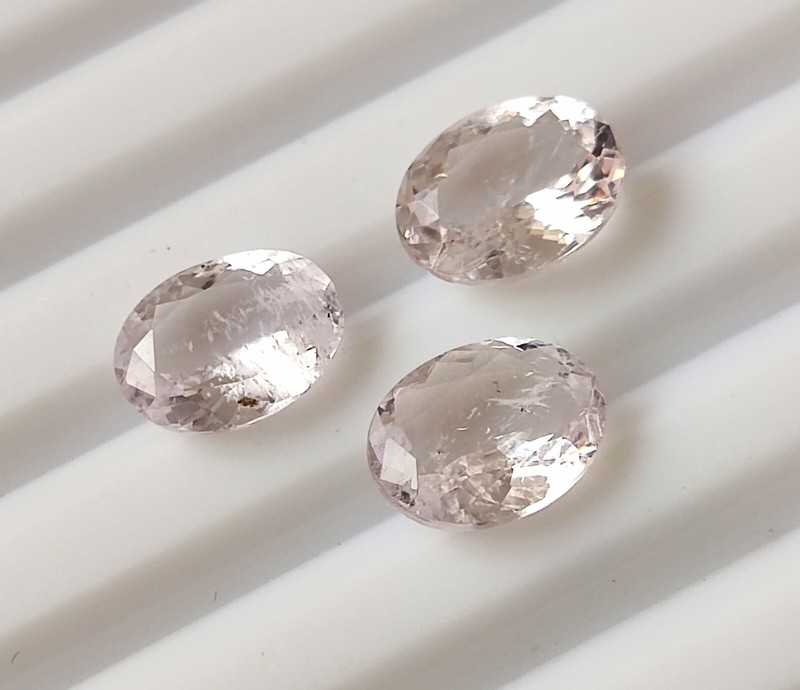 9X7 mm Oval Cut Natural Pink Morganite Faceted Calibrated Gemstone 3 Pieces Lot gallery