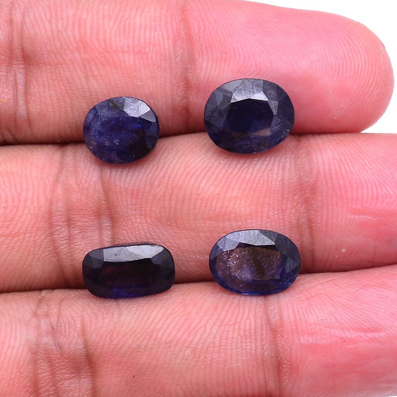 4 Pcs Natural Blue Sapphire 9mm-11mm Faceted Cut Stunning Loose Gemstones Lot