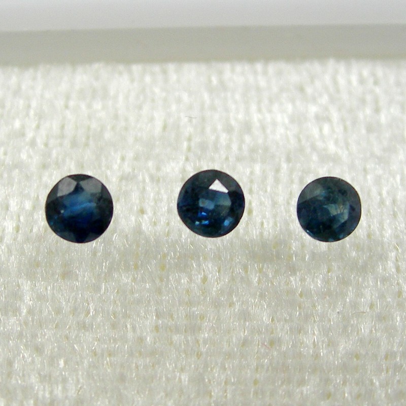 0.80ct Round 3.50mm Deep Blue Natural Australian Sapphire Gemstone Qty 3 pieces