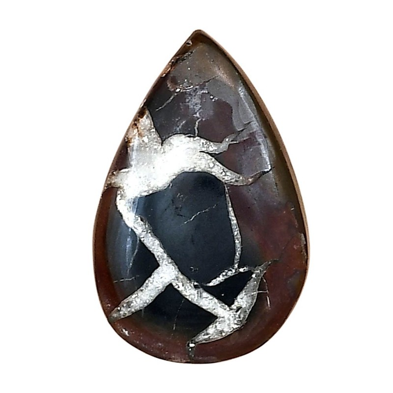 Natural Black Septarian 24.2×15.8×5 mm Pear Shape Polished Gemstone LS02896-47