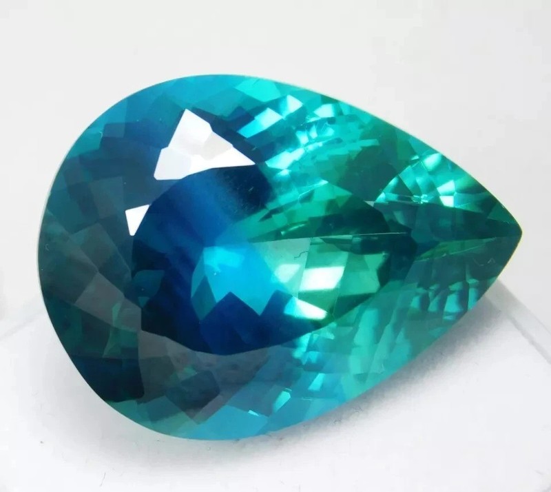 Natural Flawless Blue Green Sapphire 40.5 Ct Pear Cut Loose Certified Gemstone