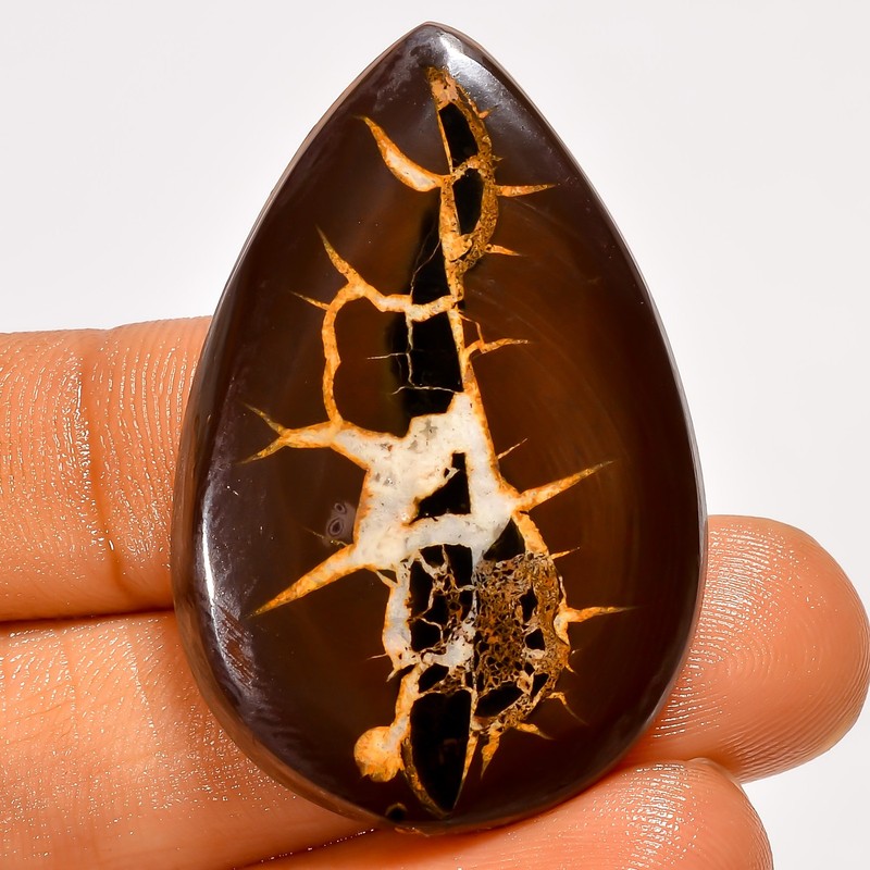 100% Natural Septarian Gronates Pear Cabochon Gemstone 49.5 Ct 39X26X6mm UG-4709
