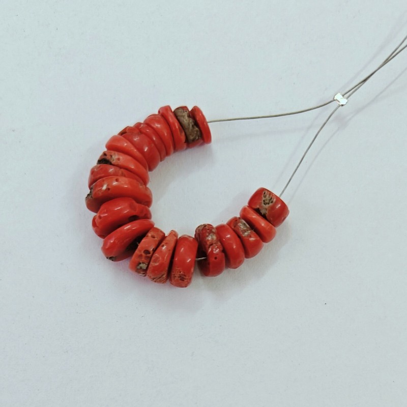 Natural Italian Red Coral Coin Shape Beads Loose Gemstone Jewelry Making Supply gallery