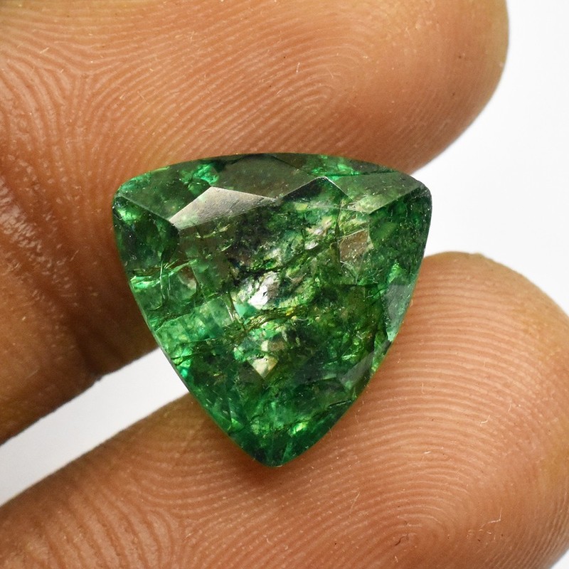 Certified Natural Green Emerald Gemstone 7.55 Ct Trillion Cut Free Delivery