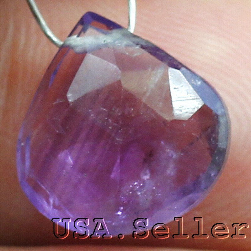 Purple Amethyst Faceted Teardrop Pendant Bead Healing Gemstone 11x11x6mm