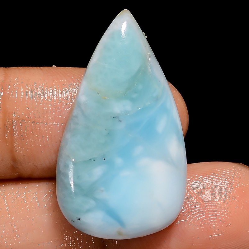 100% Natural Larimar Pear Shape Cabochon Gemstone 26.5 Ct. 30X17X6 mm EE-48740