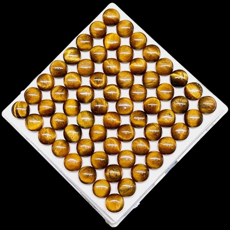 WHOLESALE Lot 100% NATURAL TIGER EYE CABOCHON ROUND SHAPE LOOSE GEMSTONE 48 item