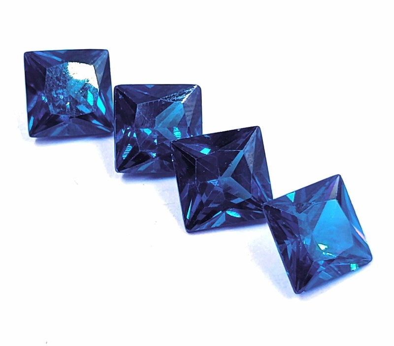 4 Pcs Lot AAA Natural Ceylon Blue Sapphire Princess Cut 7x7mm Loose Stones 5DOW gallery