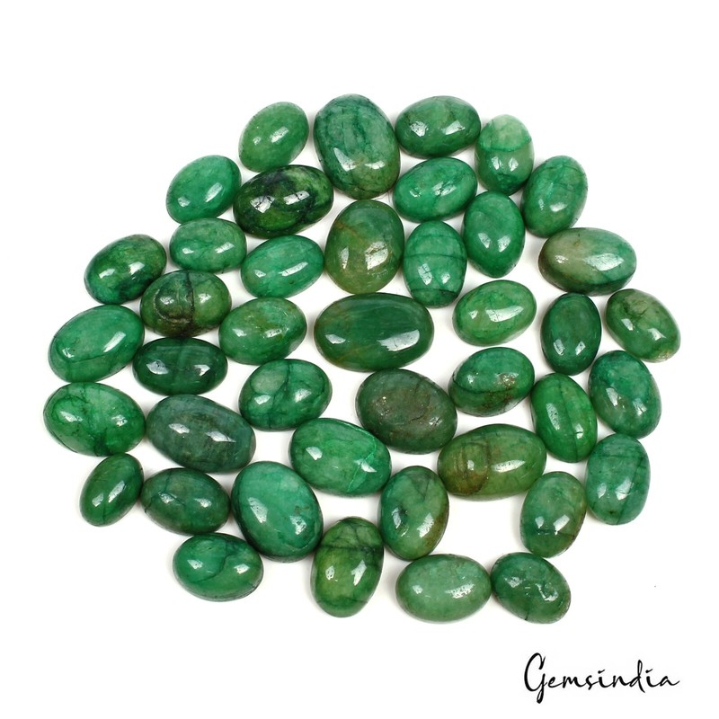 400 Cts/42 Pcs Natural Green Emerald Oval Cab Loose 13-20mm Gems Lot For Jewelry gallery