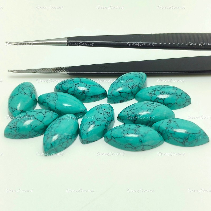 Natural Blue Howlite Turquoise Marquise Cabochon Smooth Gemstone 3x6mm-15x30mm gallery