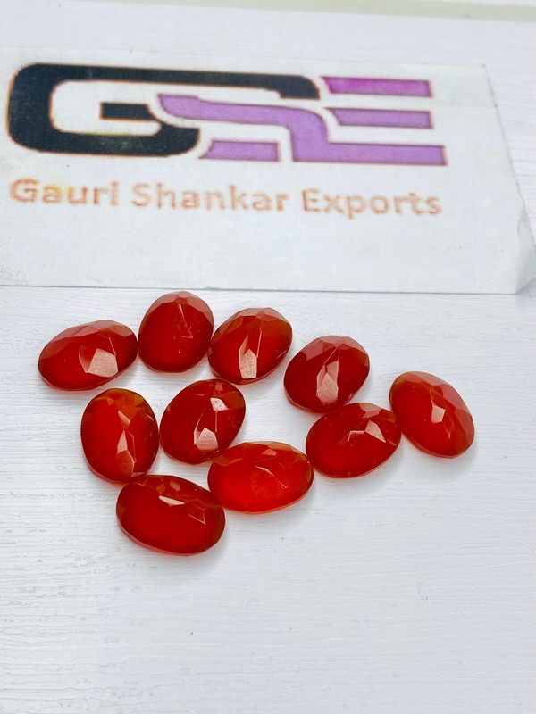 Red Onyx Faceted Oval Cut Loose Gemstone 6x4 mm To 16x12 mm Calibrated Size DG gallery