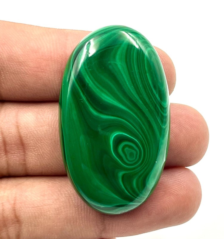 100.Ct 7x26x45 mm Natural Green Malachite Oval Cabochon Gemstone AF=298