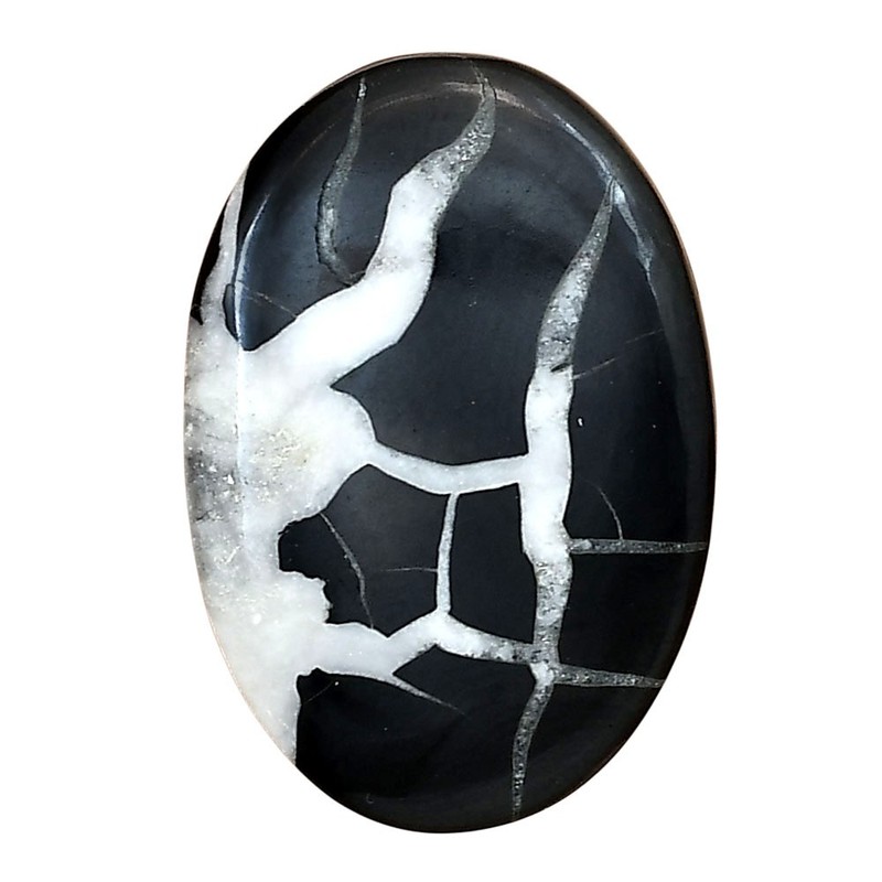 Natural Black Septarian 32.5×22.25×4 mm Oval Shape Polished Gemstone LS02888-47