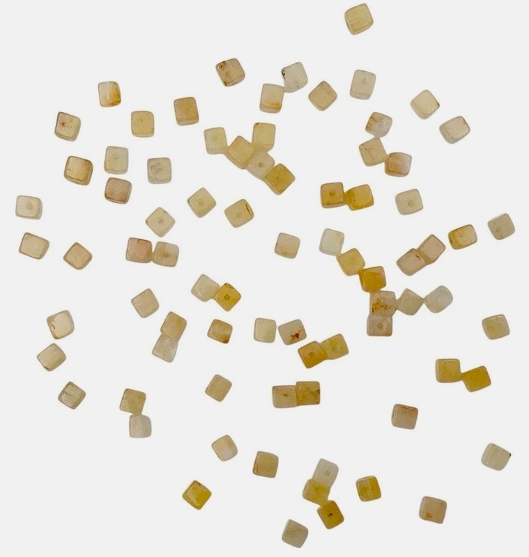 Honey Yellow Jade 4mm Square Beads Center Drilled 80pc Jewelry Making Eye Clean