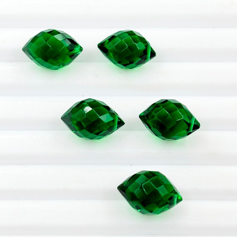 20 Pieces Faceted Emerald Hydro Quartz Side Drilled Gemstone -6x8mm-15x30mm gallery