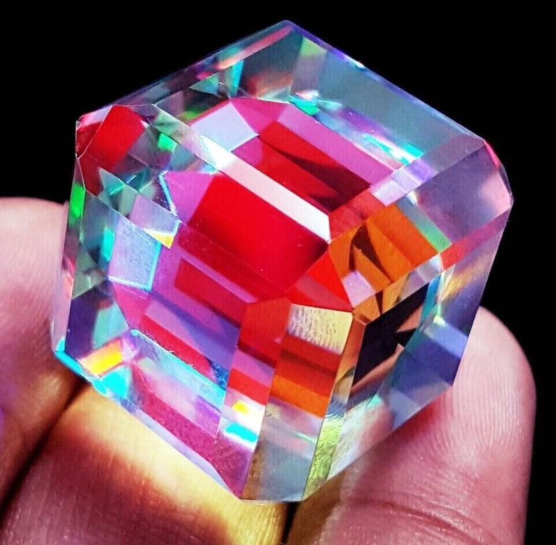EGL Certified 135.40 Ct Natural Cube Rainbow Color Mystic Quartz Loose Gemstone